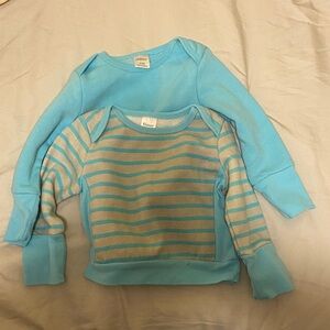 Hanes Kids Long Sleeve Sweatshirts in Baby Blue and Striped (2 pack)